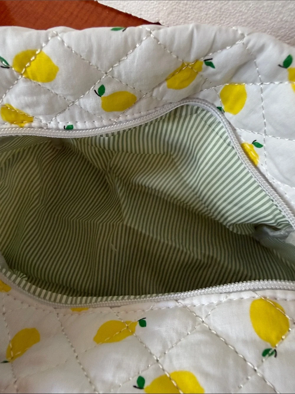 Moon Nude Quilted Lemon Cosmetic Pouch - White & Yellow
